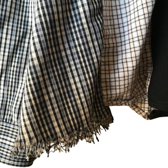 Upcycled Plus Size Mixed Prints Plaid Shirt: Reworked Patchwork Boho Spliced Top - Picture 5 of 10